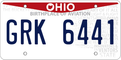 OH license plate GRK6441