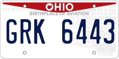 OH license plate GRK6443