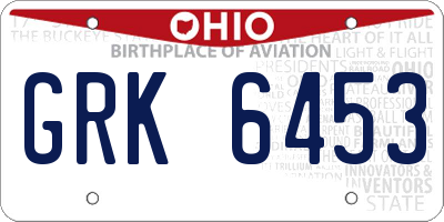 OH license plate GRK6453