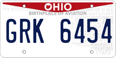 OH license plate GRK6454