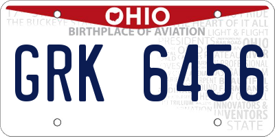 OH license plate GRK6456