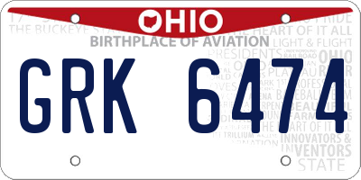 OH license plate GRK6474