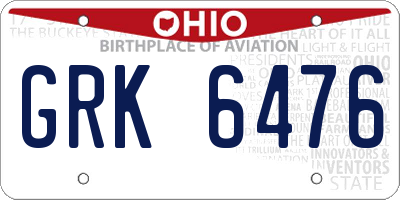 OH license plate GRK6476
