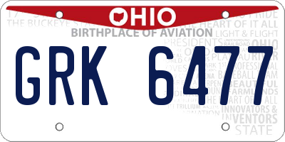 OH license plate GRK6477