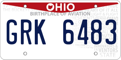 OH license plate GRK6483