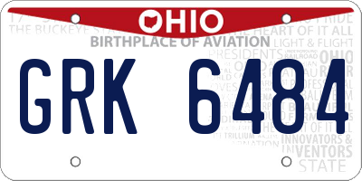 OH license plate GRK6484