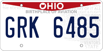 OH license plate GRK6485