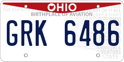 OH license plate GRK6486