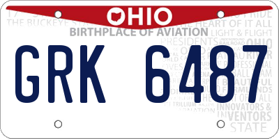 OH license plate GRK6487