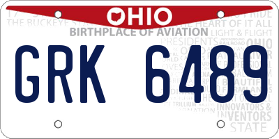 OH license plate GRK6489