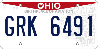 OH license plate GRK6491