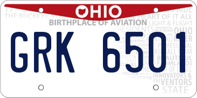 OH license plate GRK6501