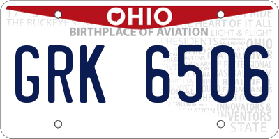 OH license plate GRK6506