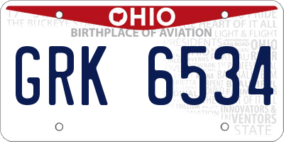 OH license plate GRK6534
