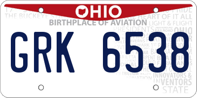 OH license plate GRK6538