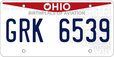 OH license plate GRK6539