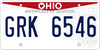 OH license plate GRK6546
