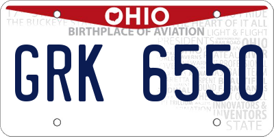 OH license plate GRK6550