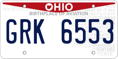 OH license plate GRK6553