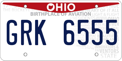 OH license plate GRK6555