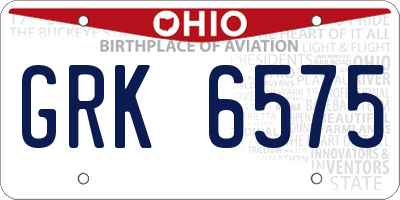 OH license plate GRK6575