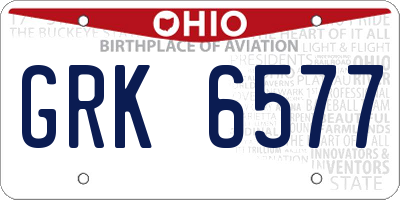 OH license plate GRK6577