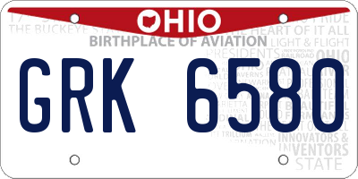 OH license plate GRK6580
