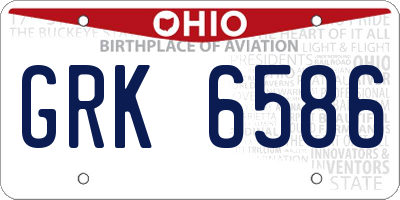 OH license plate GRK6586