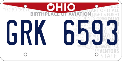 OH license plate GRK6593