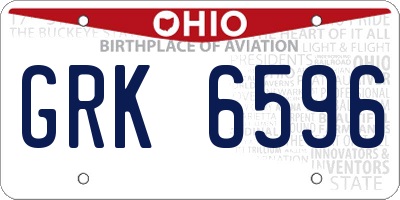 OH license plate GRK6596