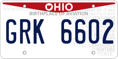 OH license plate GRK6602