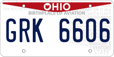 OH license plate GRK6606