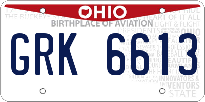 OH license plate GRK6613