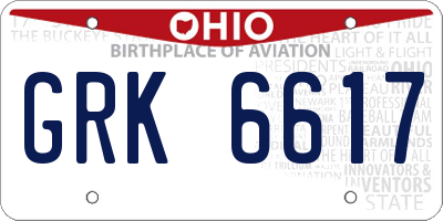 OH license plate GRK6617