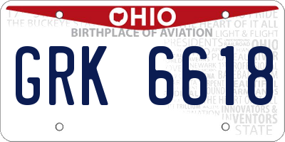 OH license plate GRK6618