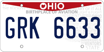OH license plate GRK6633