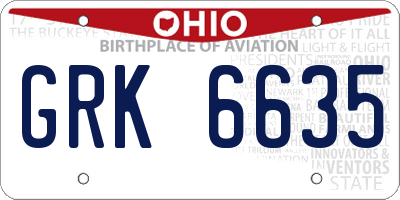 OH license plate GRK6635