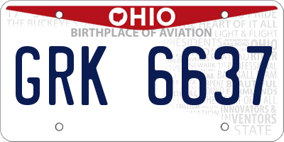 OH license plate GRK6637