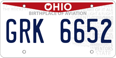 OH license plate GRK6652