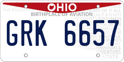 OH license plate GRK6657