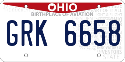 OH license plate GRK6658