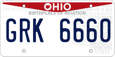 OH license plate GRK6660