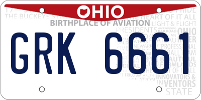 OH license plate GRK6661