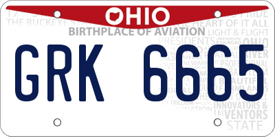 OH license plate GRK6665