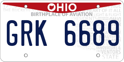 OH license plate GRK6689
