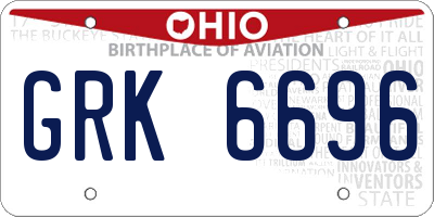 OH license plate GRK6696