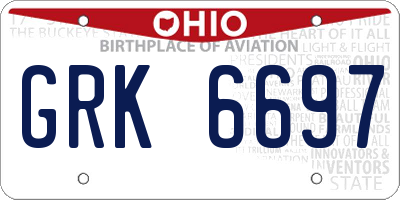 OH license plate GRK6697