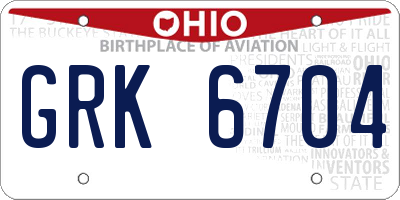 OH license plate GRK6704