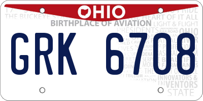 OH license plate GRK6708
