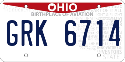 OH license plate GRK6714